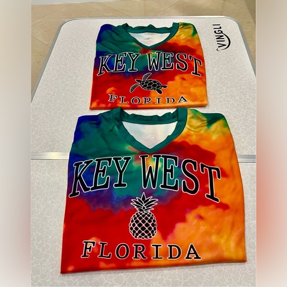 2 Ocean Blue Women Tee Shirt V- Neck short sleeve. Small.Different printed - Picture 3 of 4